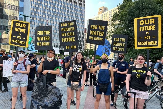 Climate activists rally in Foley Square after another major Supreme Court decision limited the Environmental Protection Agency's ability to tackle climate change.